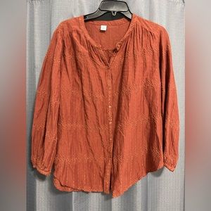 Old Navy - burnt orange embroider button down